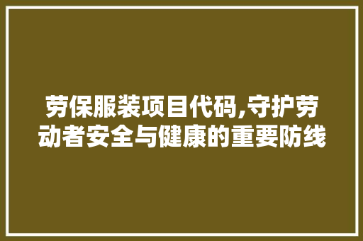 劳保服装项目代码,守护劳动者安全与健康的重要防线