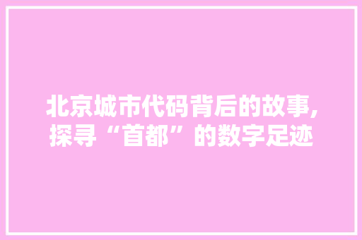 北京城市代码背后的故事,探寻“首都”的数字足迹