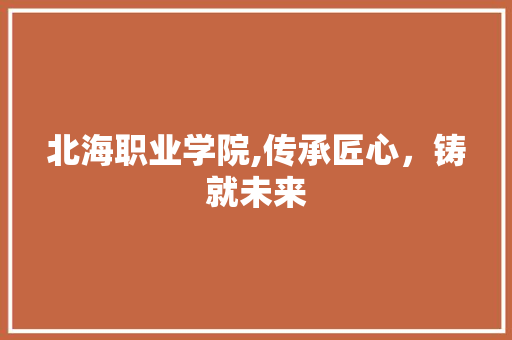 北海职业学院,传承匠心，铸就未来 Python