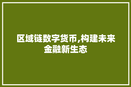 区域链数字货币,构建未来金融新生态