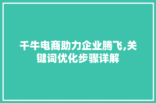 千牛电商助力企业腾飞,关键词优化步骤详解