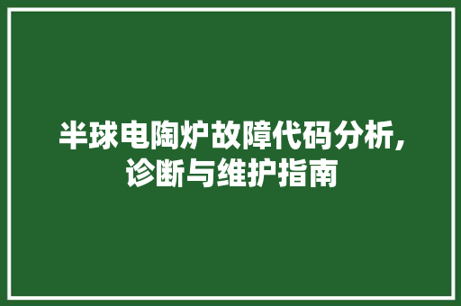 半球电陶炉故障代码分析,诊断与维护指南