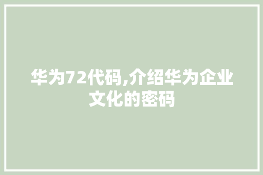 华为72代码,介绍华为企业文化的密码