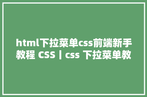 html下拉菜单css前端新手教程 CSS丨css 下拉菜单教程