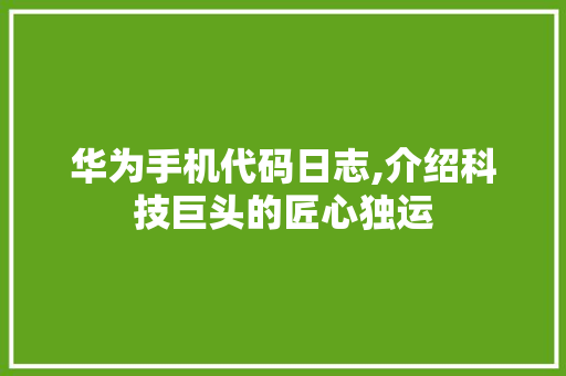 华为手机代码日志,介绍科技巨头的匠心独运