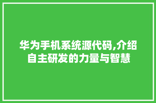 华为手机系统源代码,介绍自主研发的力量与智慧