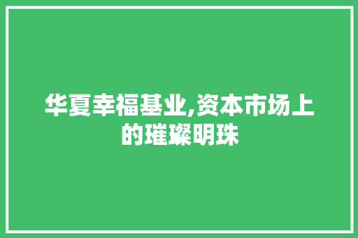 华夏幸福基业,资本市场上的璀璨明珠