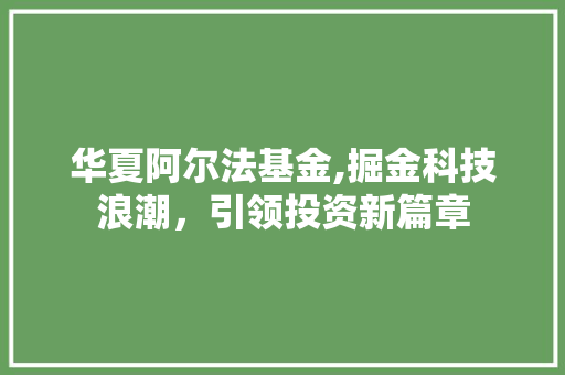 华夏阿尔法基金,掘金科技浪潮，引领投资新篇章