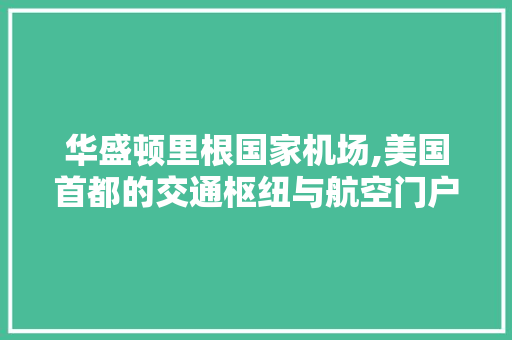 华盛顿里根国家机场,美国首都的交通枢纽与航空门户