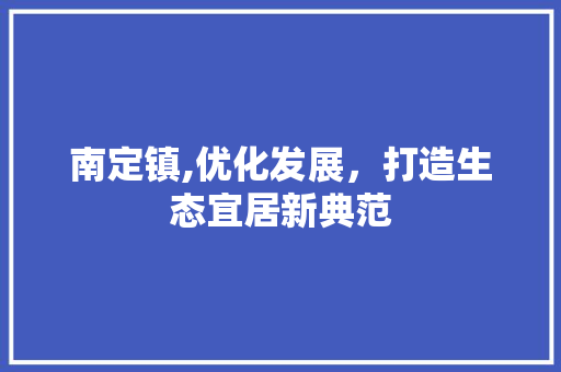 南定镇,优化发展，打造生态宜居新典范