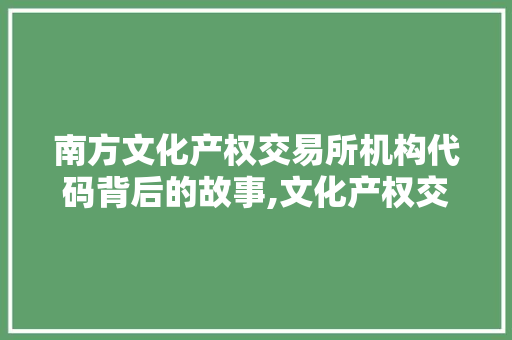 南方文化产权交易所机构代码背后的故事,文化产权交易的新篇章