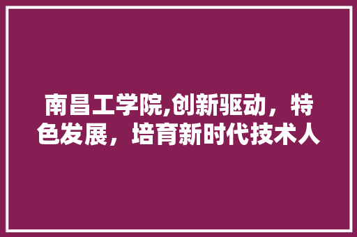 南昌工学院,创新驱动，特色发展，培育新时代技术人才