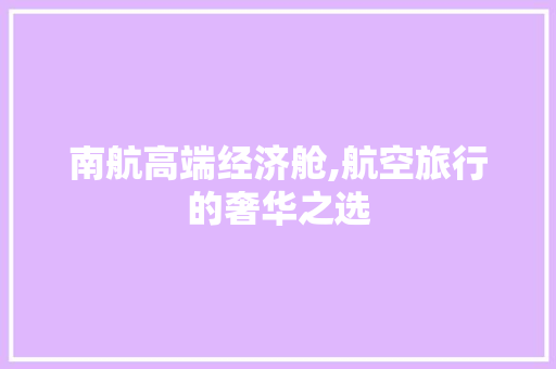 南航高端经济舱,航空旅行的奢华之选