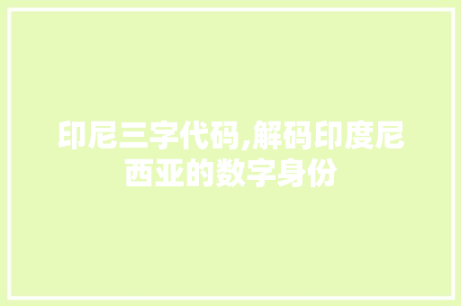 印尼三字代码,解码印度尼西亚的数字身份