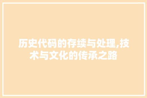 历史代码的存续与处理,技术与文化的传承之路