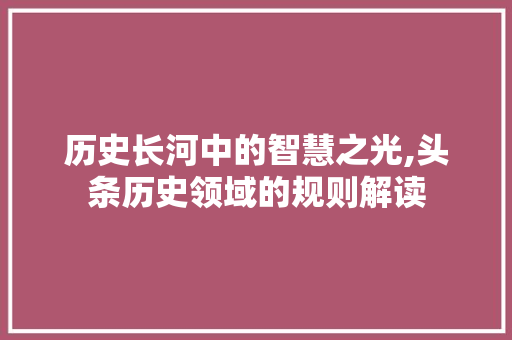 历史长河中的智慧之光,头条历史领域的规则解读