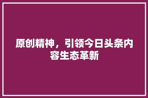 原创精神，引领今日头条内容生态革新