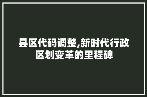 县区代码调整,新时代行政区划变革的里程碑