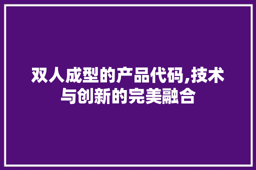 双人成型的产品代码,技术与创新的完美融合