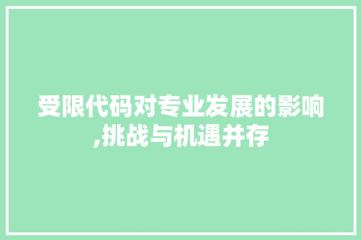 受限代码对专业发展的影响,挑战与机遇并存