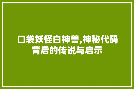 口袋妖怪白神兽,神秘代码背后的传说与启示