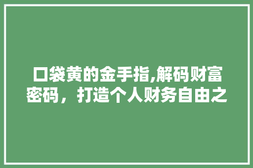 口袋黄的金手指,解码财富密码，打造个人财务自由之路