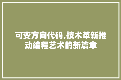 可变方向代码,技术革新推动编程艺术的新篇章