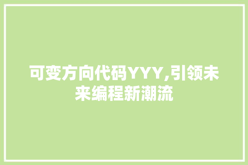 可变方向代码YYY,引领未来编程新潮流