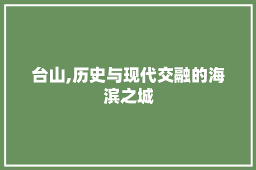 台山,历史与现代交融的海滨之城