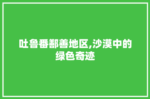 吐鲁番鄯善地区,沙漠中的绿色奇迹