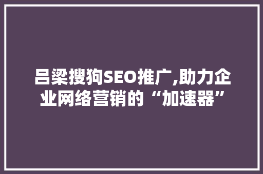 吕梁搜狗SEO推广,助力企业网络营销的“加速器”