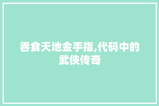 吞食天地金手指,代码中的武侠传奇