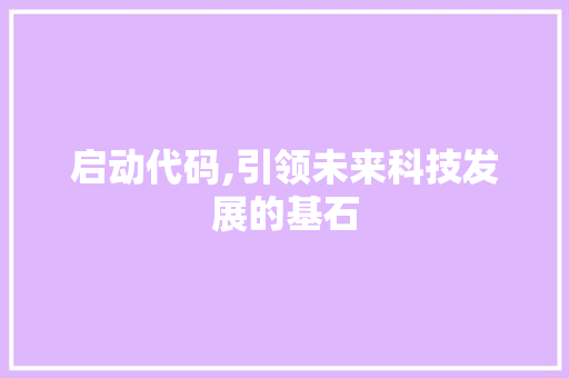 启动代码,引领未来科技发展的基石