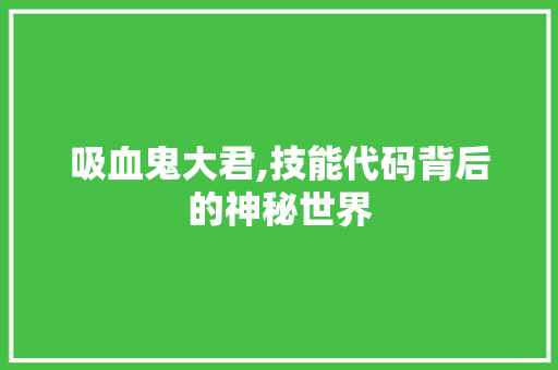 吸血鬼大君,技能代码背后的神秘世界