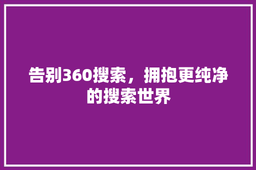 告别360搜索，拥抱更纯净的搜索世界