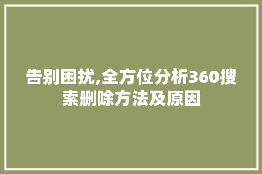 告别困扰,全方位分析360搜索删除方法及原因