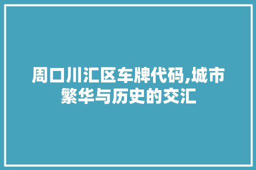 周口川汇区车牌代码,城市繁华与历史的交汇