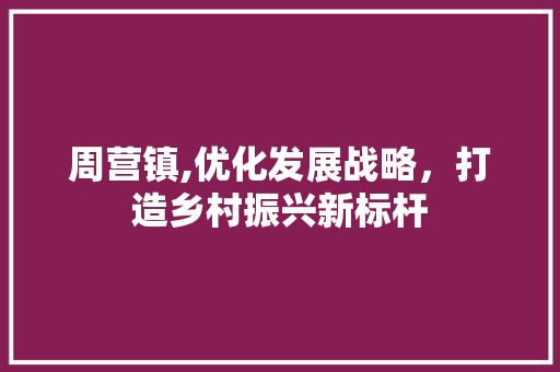 周营镇,优化发展战略，打造乡村振兴新标杆