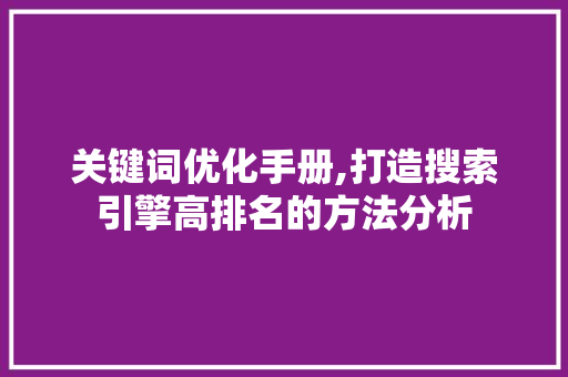 关键词优化手册,打造搜索引擎高排名的方法分析