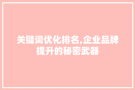 关键词优化排名,企业品牌提升的秘密武器