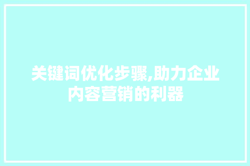 关键词优化步骤,助力企业内容营销的利器