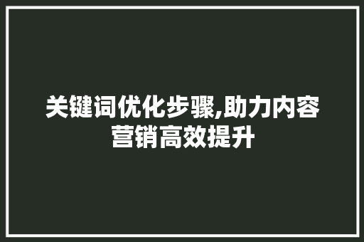 关键词优化步骤,助力内容营销高效提升 Angular