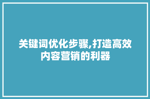 关键词优化步骤,打造高效内容营销的利器 RESTful API