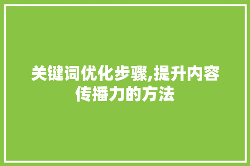 关键词优化步骤,提升内容传播力的方法