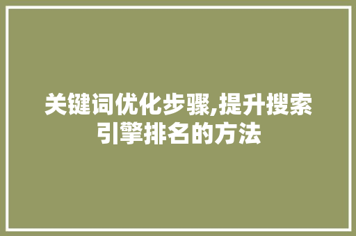 关键词优化步骤,提升搜索引擎排名的方法