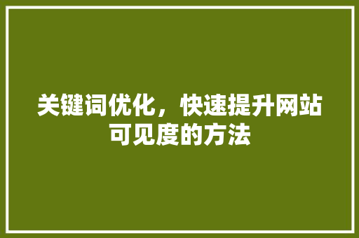 关键词优化，快速提升网站可见度的方法 NoSQL