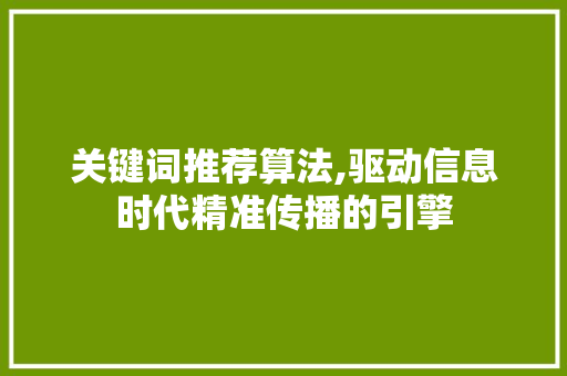 关键词推荐算法,驱动信息时代精准传播的引擎