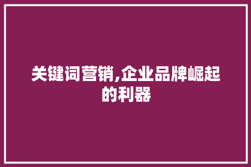 关键词营销,企业品牌崛起的利器