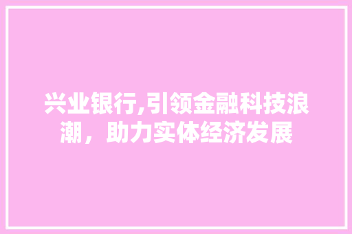 兴业银行,引领金融科技浪潮，助力实体经济发展