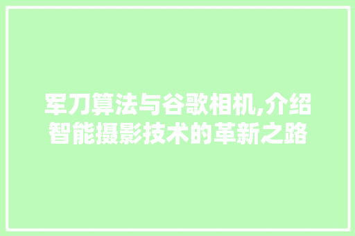 军刀算法与谷歌相机,介绍智能摄影技术的革新之路